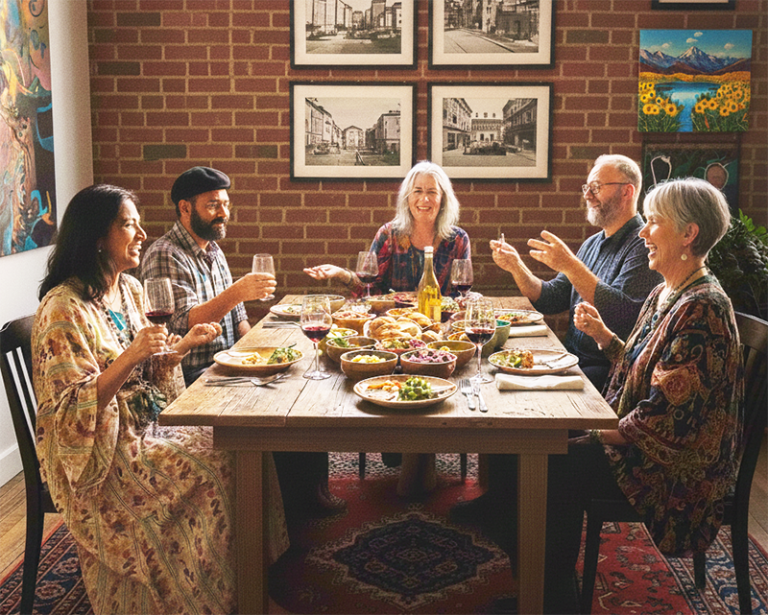 Dinner party after long chat